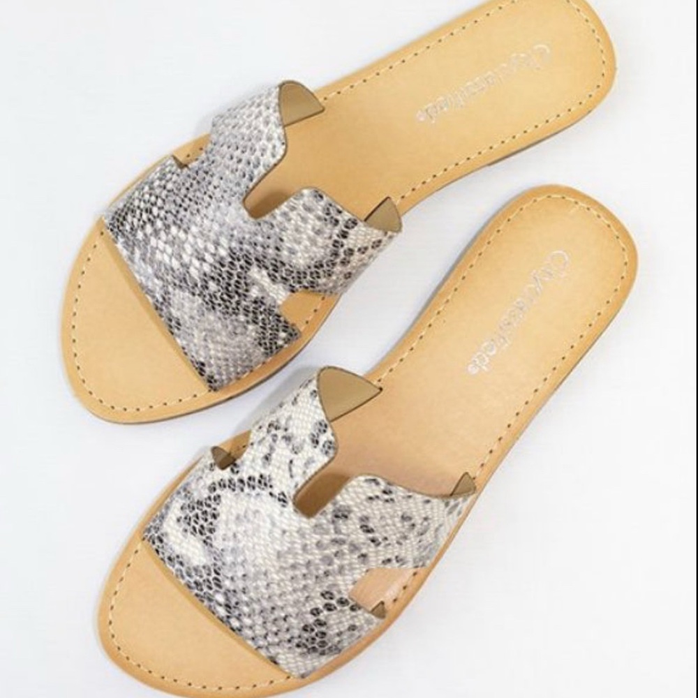 Chic Snake Print Slide Sandals